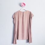 Tibi  Silk Velvet Marble Cream Drape Sleeve Top Photo 7