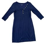 Lilly Pulitzer Lily Pulitzer Navy Dress Gold Button Henley 3/4 length sleeves 100% Pina Cotton Photo 0