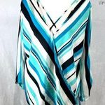 Bold Elements Beautiful aqua & turquoise long split sleeve cross front faux wrap top size XXL Photo 0
