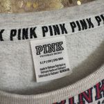 PINK - Victoria's Secret  Light Heather Gray Logo Crest Pullover Sweater Small Photo 2