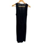St. John Black Sleeveless Draped Knot Front Sheath Dress Size 6 Classic LBD Photo 1