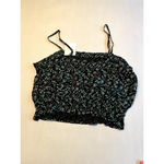 Abound  Womens BlackTank Top Size Medium Floral  Square‎ Neck Smocked Crop Photo 8
