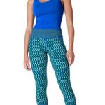 Sweaty Betty Power Workout Blue Green Printed Cropped 7/8 Ankle Leggings 10 Photo 0