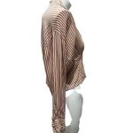 Amuse Society  Kala Blouse L Reddish Brown Striped Long Sleeve Button-Up Photo 4