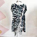 Black White Fringe Tunic Top, Boho, Indie, Festival, Hippie, Grunge,‎ Large Photo 2