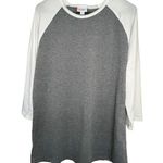 LuLaRoe  Long Sleeve White and Grey Baseball Style T-Shirt Photo 0