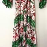 ZARA Ruffle Frills Floral Print Dress V-neck Midi Size S Green Blogger Favorite Photo 5