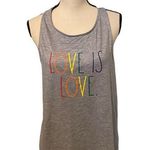 Rae Dunn Grey Polyester Size Medium Rainbow Love Is Love Tank Top. Photo 0