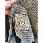 Vintage PEAR Brand Women's Maxi Cotton Dress Size M Striped buttons applique USA Brown Size M Photo 4