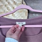 Madewell ottoman ribbed square neck long sleeve top mauve pink Photo 2