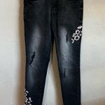 Aeropostale Black Highwaisted Floral Embroidered Raw Hem Jeggings Denim Jeans Photo 1