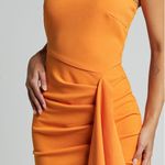 Orange Strapless Formal Dress Size XS Photo 4