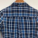 Obey  Flannel Shirt Small Women Button Up Top Blue Brown‎ Plaid Long Sleeve Photo 5