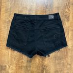 American Eagle  High Rise Festival Jean Shorts Sz 10 Black Stretch Denim Distress Photo 1