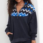 Aerie  Hometown Holiday Blue Sherpa Quarter Zip Sweatshirt XL Photo 0