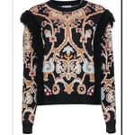 Ronny Kobo Tilda Fringe Sweater size S Black, Tan, Purple Black Photo 1