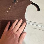 Forever 21 Vintage Y2K  Ribbed Lettuce Trim Chocolate Brown Collared Top‎ Large Photo 8