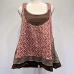 Brown & Pink Mixed Knit Racer Back Tank Top Funky People Boho Cottagecore XL Photo 1