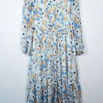 Joie  Blue Floral Fields Tiered Chiffon Midi Dress Size Small Photo 8