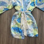 Oscar de la Renta Óscar De la Renta (Pink Label) Blue Robe Satin Floral Size S/M Elegant Photo 5