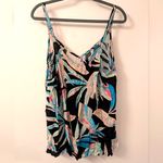 Torrid  Plus 0 0X Sophie Black‎ Tropical Print Tank Top Shirt Flowy Vacation Photo 5