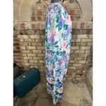 house dress floral pocket zip front purple pink green white Photo 7