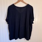 J. Jill Navy 100% Linen Drop Shoulder V Photo 3