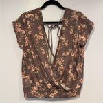 Charming Charlie NWT flowy open back purple floral short sleeve strappy shirt Photo 2