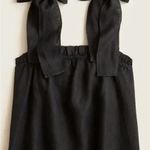 J.Crew  Linen Tie-Shoulder Tank – Black Bow Strap Top Size Medium Photo 0