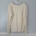 Lands' End Ivory Cable Knit Drifter Sweater Size Large Tall Fisherman Nautical White Photo 4
