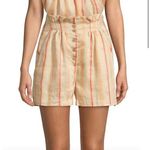 Joie NWT  Maelina Linen Striped Paperbag High Waist Shorts in Porcelain - Size M Photo 0