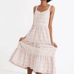 Madewell NWT Gingham Sweetheart Ruffle-Tiered Midi Dress Photo 0