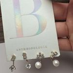 Anthropologie Initial Letter B NWT  Gold Tone Stud Pierced Earrings 2 Pairs Photo 2