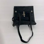 Franchi Black Suede Buckle Front Square Flap Double Handle Shoulder Bag Photo 0