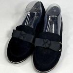 Primark  Bow Front Vegan Suede Loafers w Gold Trim Black-8 Photo 0