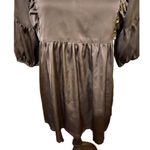 Pink Twill Women’s Babydoll Blouse Charcoal Gray Satin Feel Size M Short Sleeve Size M Photo 4