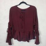 Romeo + Juliet Couture Romeo & Juliet Satin Self Tie Bell Sleeve Peplum Photo 7