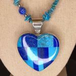JAY KING Turquoise Lapis Mosaic Inlay Heart Pendant On Turquoise Lapis Necklace Photo 2