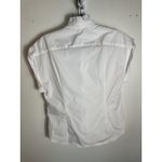ZARA  White Button Up Ruffled Short Sleeve Shirt Size Medium Photo 1