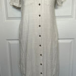 Maeve  Anthropologie Dress XS White Textured Button Down Midi‎ Shirt Dress Photo 0