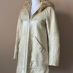 Marc Jacobs | Gold Genuine Leather Fur Hood Coat Sz 2 Photo 3
