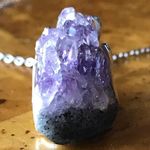African Amethyst Geode Sterling Silver Stainless Steel Pendant Necklace Purple Photo 1
