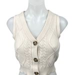 Sincerely Jules White Cable Knit Sleeveless Sweater Vest Crop Tank Top Size S Photo 0