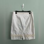 Boden White Knee Length A Line Skirt Gold Embroidery Filigree Cottagecore Sz 10 Photo 2