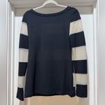 Anatomie Black Cream Stripe Mesh Long Sleeve Top Size M Travel Luxe Lightweight Size M Photo 5