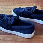 MIA Navy Velvet Slip-On Sneakers with Bow Tie on Top Photo 2