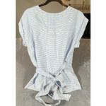Vineyard Vines Linen Wrap Top Women's Small Blue Stripes Beach Nautical Summer Photo 5