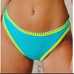 Cupshe  Swim Bikini Bottom Swimwear Blue/Yellow size Large NWOT Crochet detail Photo 0