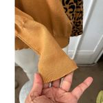 Leopard print turtleneck sweater pullover with side cutout cold shoulder large Brown Photo 4