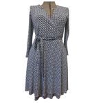 Brooks Brothers  Red Fleece Navy Blue White V-Neck Wrap Dress Logo Printed Medium Photo 1